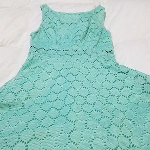 Baby Blue Lace Dress with See-through Details